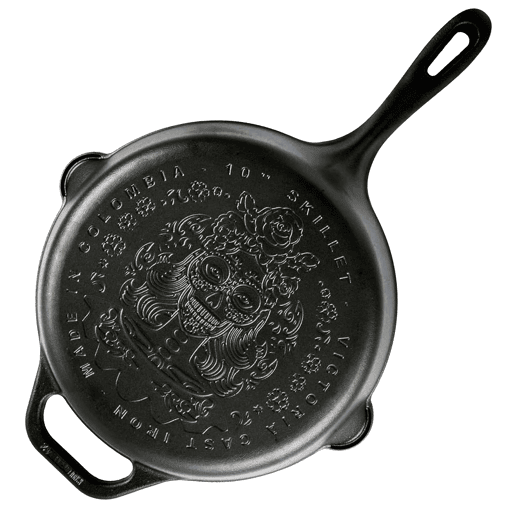 Frigideira de Ferro Fundido Curado 25 cm Day of the Dead La Catrina Adequada para Indução, Fogo, Churrasqueira, Forno, SKS34603