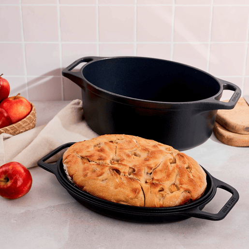 Forno Holandês Combo Indução Ferro Fundido Curado 31cm, Panela 5,7L e Frigideira sem PTFE e PFOA, Victoria 38847