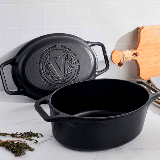 Forno Holandês Combo Indução Ferro Fundido Curado 31cm, Panela 5,7L e Frigideira sem PTFE e PFOA, Victoria 38847