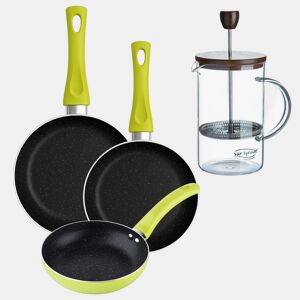 Set de frigideiras San Ignacio de 3 peças + cafeteira francesa