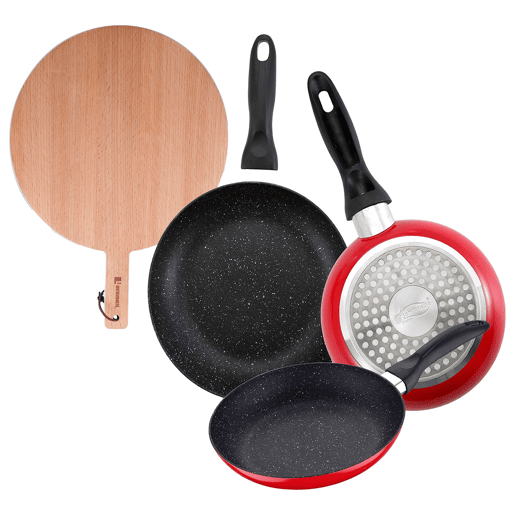 Set de frigideiras San Ignacio de 3 peças + tábua de corte