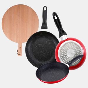 Set de frigideiras San Ignacio de 3 peças + tábua de corte