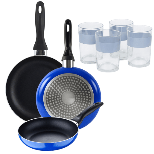 Set de 3 frigideiras San Ignacio + Set de 4 copos Set de 3 frigideiras San Ignacio + Set de 4 copos