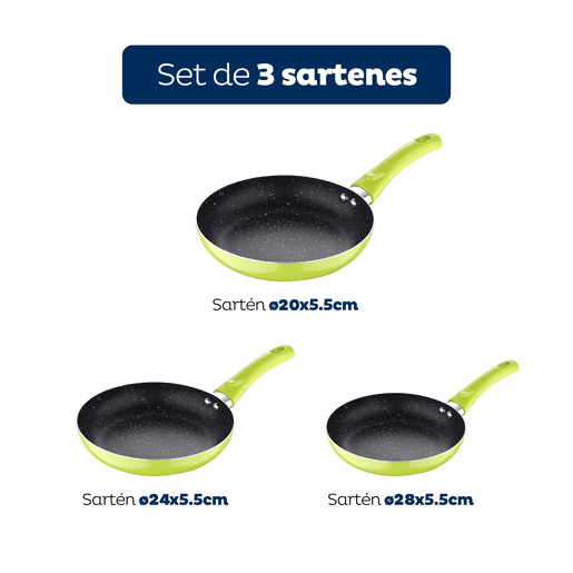 Set de frigideiras San Ignacio de 3 peças + Set de facas