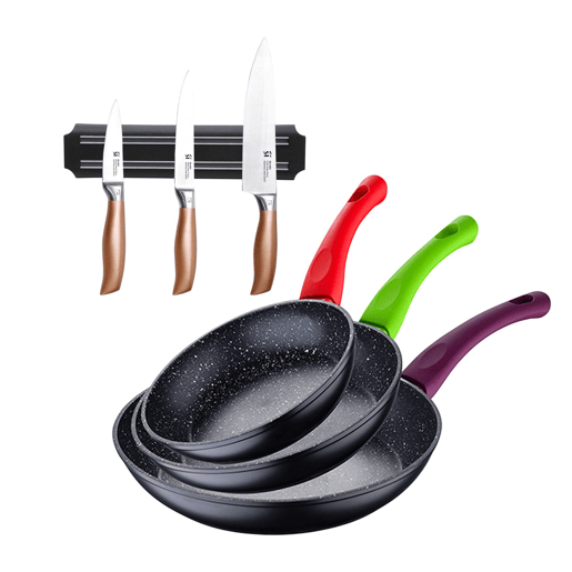 Set de frigideiras San Ignacio de 3 peças + Set de facas