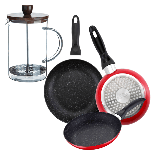 Set de frigideiras San Ignacio de 3 peças + cafeteira francesa