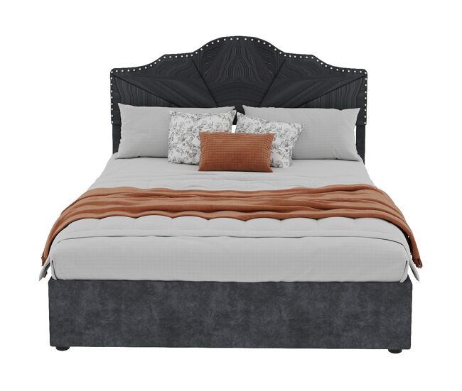 Cama tapizada 160x200 - cabezal suave y cómodo, almacenamiento alto con pistón - gris