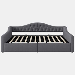 Cama estofada 140x200 - com LED e arrumação - Cinza