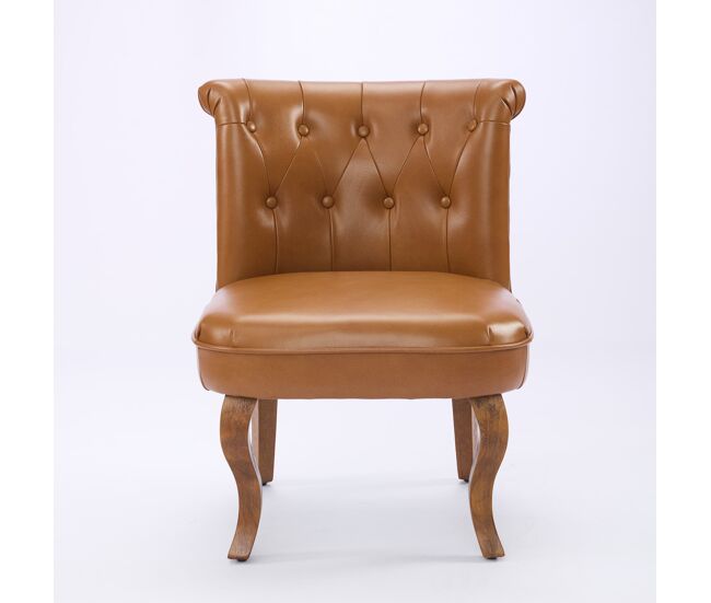 Sillón lounge individual - cuero genuino, patas de madera maciza - marrón claro