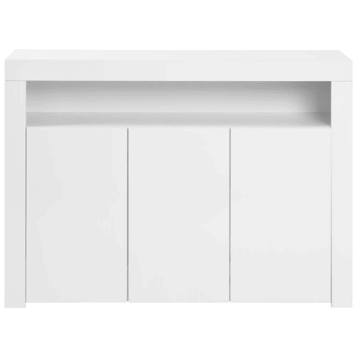 Aparador LED com 3 portas - Vitrina moderna com comando remoto - Branco Aparador LED com 3 portas - Vitrina moderna com comando remoto - Branco