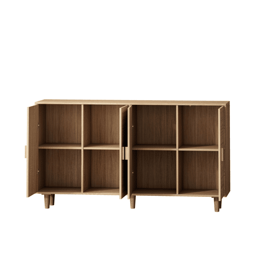 Armário decorativo com 4 portas + 158 cm - elegante e funcional - rattan natural