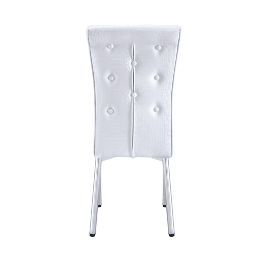 Cadeiras de sala de jantar 2 unidades - Estofamento retro em pele de crocodilo, fivela em cristal, pernas em metal - Branco