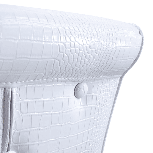 Cadeiras de sala de jantar 2 unidades - Estofamento retro em pele de crocodilo, fivela em cristal, pernas em metal - Branco