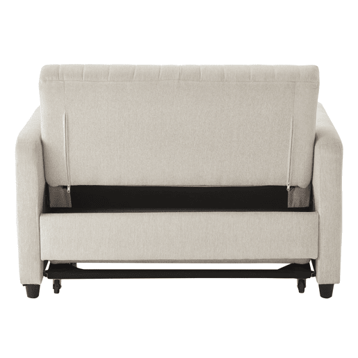 Sofá-cama de 2 lugares - design moderno, reclinável em 3 posições, algodão-linho - Bege