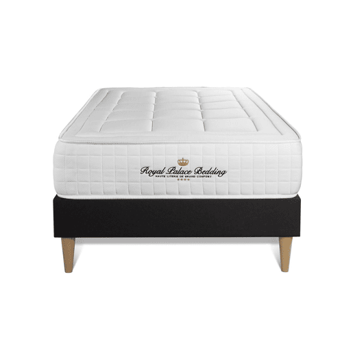 Conjunto de Estrado Preto + Colchão ROYAL PALACE BEDDING Balmoral (90x200 cm - Espuma Viscoelástica- Altura: 24 cm)