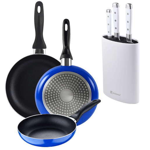 Set de frigideiras San Ignacio de 3 peças + Set de facas + Tacoma