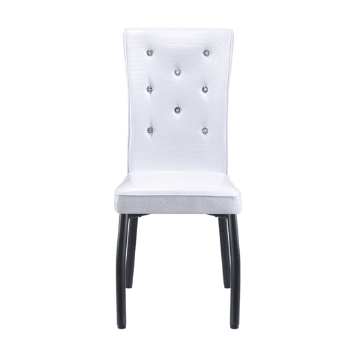 Cadeira de sala de jantar 2 unidades - Retro pele de crocodilo, fecho de cristal, couro sintético - Preto, Branco