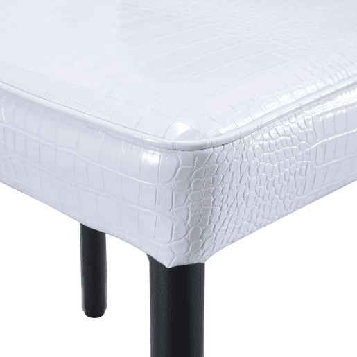 Cadeira de sala de jantar 2 unidades - Retro pele de crocodilo, fecho de cristal, couro sintético - Preto, Branco