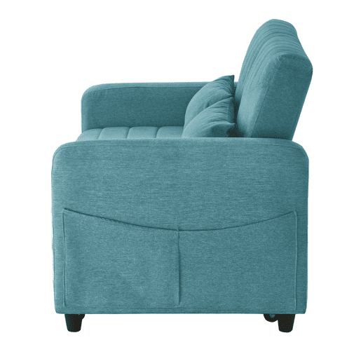 Sofá-cama de 2 lugares u2013 design moderno dobrável, encosto com 3 posições u2013 azul esverdeado antigo