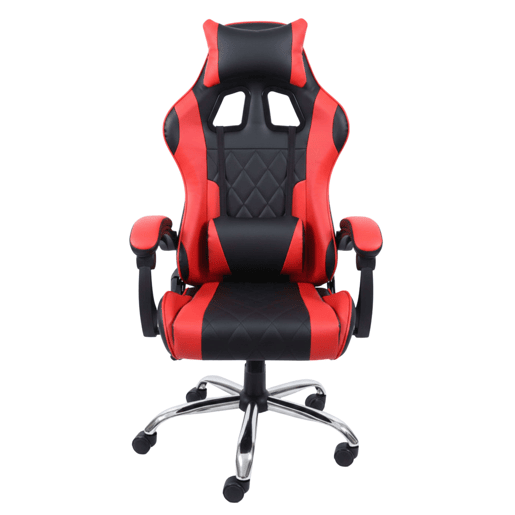 Cadeira Gamer Legend, Preta - Vermelha, com apoio lombar e de cabeça, revestida em tecido e com estrutura metálica, 63x120x66 cm