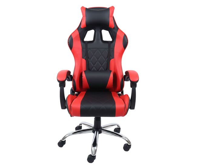 Silla Gamer Legend Negro y Rojo cojín lumbar y reposacabezas material tela estructura metal 63x120x66 cm