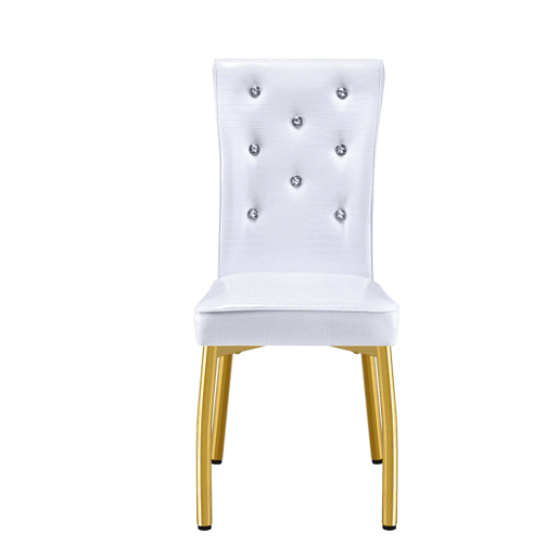 Cadeiras de sala de jantar 2 unidades - Retro pele de crocodilo, fivela de vidro, metal dourado - Branco