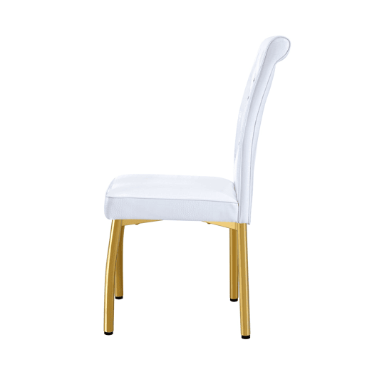 Cadeiras de sala de jantar 2 unidades - Retro pele de crocodilo, fivela de vidro, metal dourado - Branco