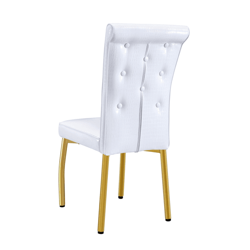 Cadeiras de sala de jantar 2 unidades - Retro pele de crocodilo, fivela de vidro, metal dourado - Branco