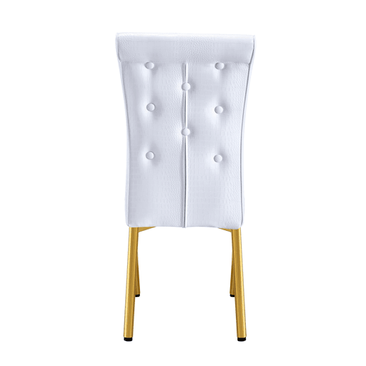 Cadeiras de sala de jantar 2 unidades - Retro pele de crocodilo, fivela de vidro, metal dourado - Branco