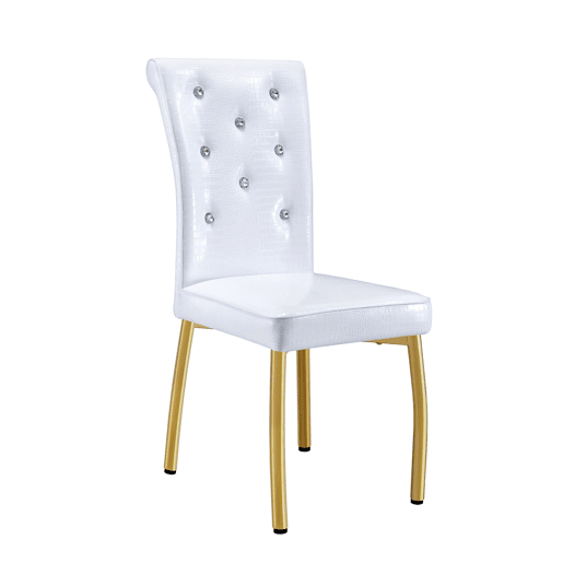 Cadeiras de sala de jantar 2 unidades - Retro pele de crocodilo, fivela de vidro, metal dourado - Branco