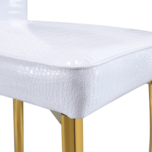 Cadeiras de sala de jantar 2 unidades - Retro pele de crocodilo, fivela de vidro, metal dourado - Branco