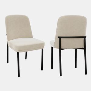 Cadeiras de sala de jantar, 2 unidades - Assento acolchoado e pernas metálicas, estilo moderno - Bege