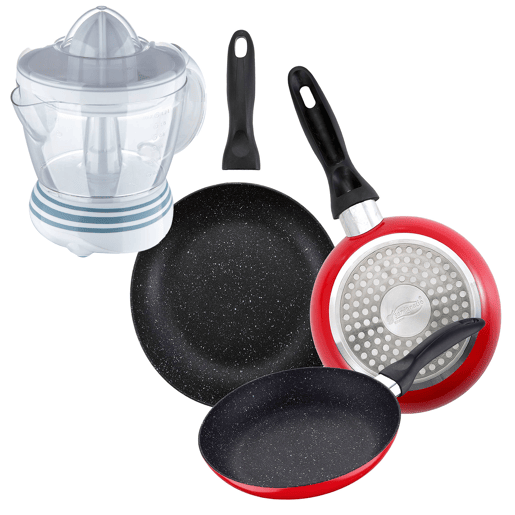Set de frigideiras San Ignacio de 3 peças + espremedor de frutas Set de frigideiras San Ignacio de 3 peças + espremedor de frutas