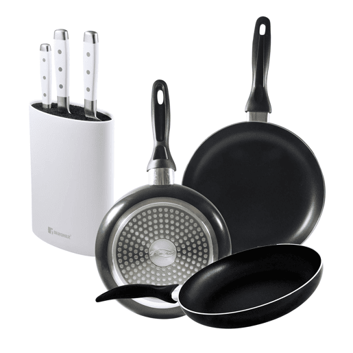 Set de frigideiras San Ignacio de 3 peças + Set de facas + Tacoma