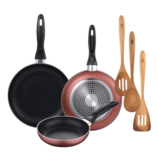 Set de frigideiras San Ignacio de 3 peças + Set de utensílios Set de frigideiras San Ignacio de 3 peças + Set de utensílios