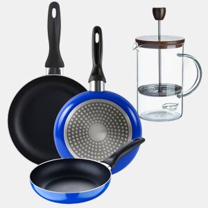 Set de frigideiras San Ignacio de 3 peças + cafeteira francesa