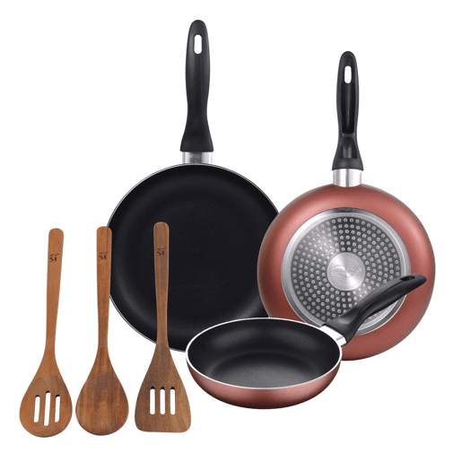 Set de frigideiras San Ignacio de 3 peças + Set de utensílios Set de frigideiras San Ignacio de 3 peças + Set de utensílios