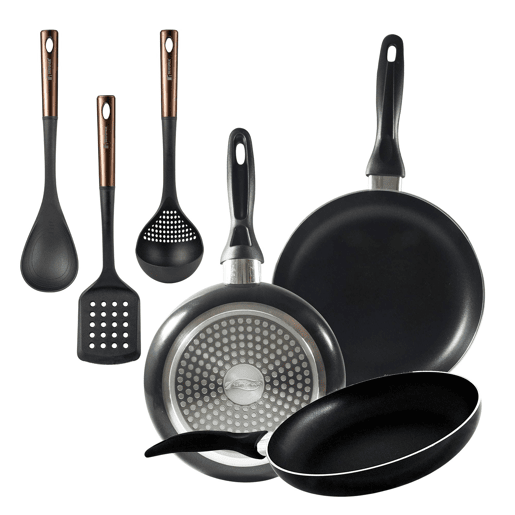 Set de frigideiras San Ignacio de 3 peças + Set de utensílios