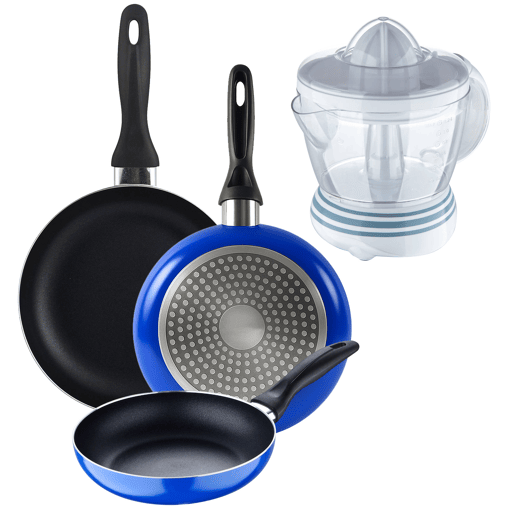 Set de frigideiras San Ignacio de 3 peças + espremedor de frutas