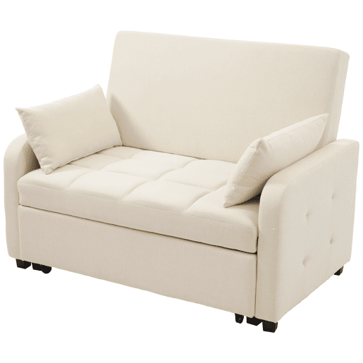 Sofá-cama de 2 lugares - multifuncional, encosto ajustável, ideal para espaços pequenos - Bege
