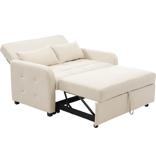 Sofá-cama de 2 lugares - multifuncional, encosto ajustável, ideal para espaços pequenos - Bege