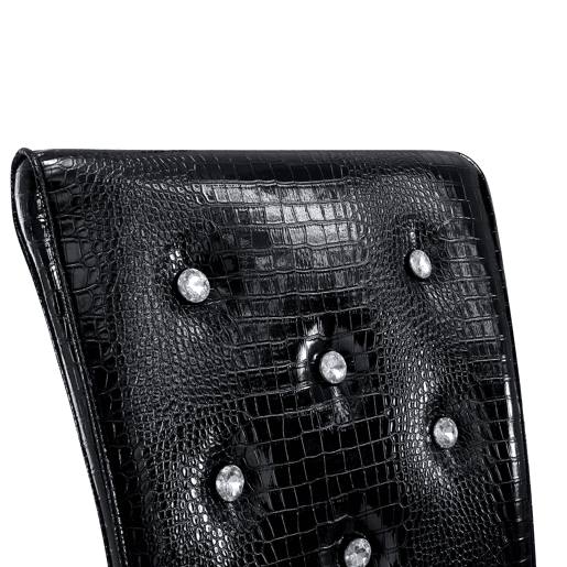 Cadeiras de sala de jantar 2 unidades - Retro pele de crocodilo acolchoadas, fivela de cristal - Preto, Dourado
