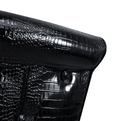 Cadeiras de sala de jantar 2 unidades - Retro pele de crocodilo acolchoadas, fivela de cristal - Preto, Dourado