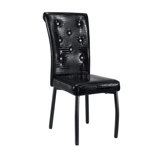 Cadeira de jantar para 2 pessoas - Vintage acolchoada em pele de crocodilo com fivela de cristal - Preto