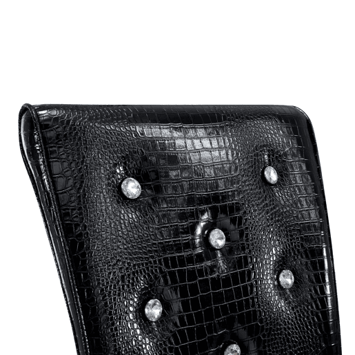 Cadeira de jantar para 2 pessoas - Vintage acolchoada em pele de crocodilo com fivela de cristal - Preto