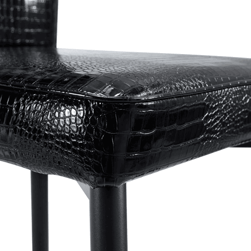 Cadeira de jantar para 2 pessoas - Vintage acolchoada em pele de crocodilo com fivela de cristal - Preto