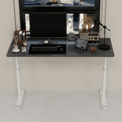 Secretária ajustável 100x60 cm - Multiusos, altura regulável, compacta - Cinza