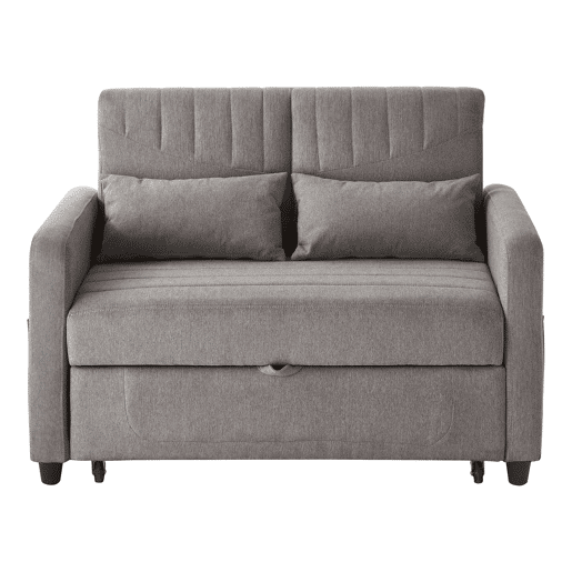 Sofá-cama de 2 lugares - design dobrável, moderno, encosto com 3 posições, algodão-linho - Cinza