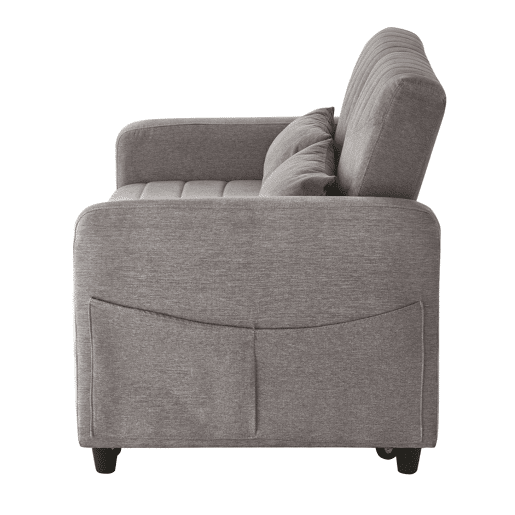 Sofá-cama de 2 lugares - design dobrável, moderno, encosto com 3 posições, algodão-linho - Cinza