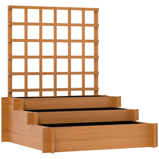 Outsunny Floreira de 3 Níveis com Treliça Hortal Vertical com Tecido não Tecido para Cultivos de Verduras Flores Ervas 95x95x110 cm Castanho